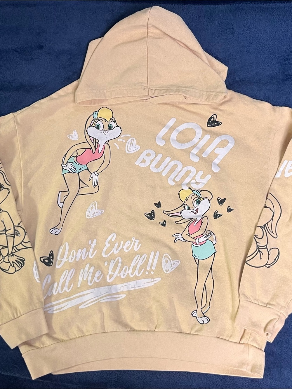 Lola Bunny Graphic Hoodie - Peach with Teal & Pink Accents